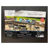 Mainstays 6 ft Fold-in-Half Tables, Black Mainstays 6 ft Fold-in-Half Tables, Black