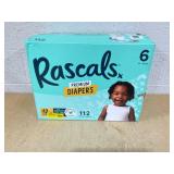 Rascals Premium Absorbent Baby Diapers Size 6, 112 Count Rascals Premium Absorbent Baby Diapers Size 6, 112 Count