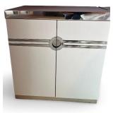 Pair of Pierre Cardin Chrome & White Bedside Cabinets