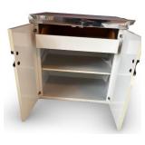 Pair of Pierre Cardin Chrome & White Bedside Cabinets