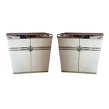 Pair of Pierre Cardin Chrome & White Bedside Cabinets