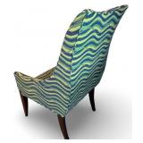 Modern Wingback Chair with Colorful Wave Pattern Upholstery
