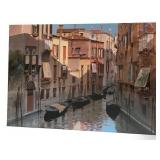 Framed Art Print of Venetian Canal Scene with Gold Frame
