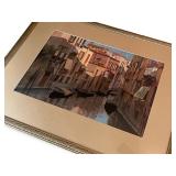 Framed Art Print of Venetian Canal Scene with Gold Frame