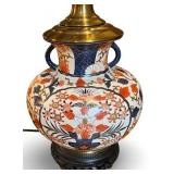 Vintage Imari Porcelain Vase 24" Table Lamp with Brass Accents