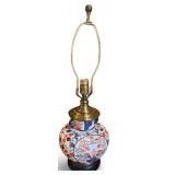 Vintage Imari Porcelain Vase 24" Table Lamp with Brass Accents