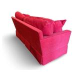 Sherrill Brand Fuchsia Red Upholstered Two-Cushion Sofa with Matching Pillows