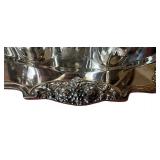 Ornate Wallace Silver-Plated Punch Bowl Set with Tray, Ladle, and 12 Cups