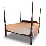 Stunning Carved Four-Poster Wooden King Bed Frame