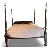 Stunning Carved Four-Poster Wooden King Bed Frame