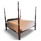 Stunning Carved Four-Poster Wooden King Bed Frame