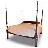 Stunning Carved Four-Poster Wooden King Bed Frame