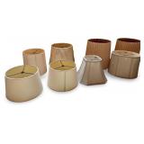 Collection of 8 Assorted Lamp Shades in Neutral Colors including Waterford Silk Shades