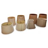 Collection of 8 Assorted Lamp Shades in Neutral Colors including Waterford Silk Shades