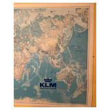 Vintage KLM Royal Dutch Airlines World Map Physical Edition by Kummerly+Frey