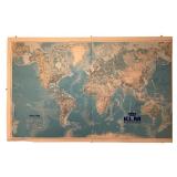 Vintage KLM Royal Dutch Airlines World Map Physical Edition by Kummerly+Frey