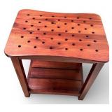 Wooden Spa Bench with Slotted Top and Shelf