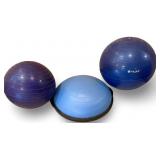 Set of 3 Exercise Stability Balls and Balance Trainer