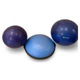 Set of 3 Exercise Stability Balls and Balance Trainer