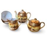 Morimura Noritake Hand Painted Gold Trim Porcelain Tea Set