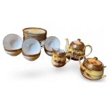 Morimura Noritake Hand Painted Gold Trim Porcelain Tea Set
