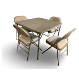 Square Folding Card Table with 4 Padded Folding Chairs