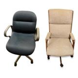 Set of 2 Office Chairs with Upholstered Seats and Casters