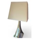 Pair of Modern Chrome 24" Table Lamps with Square Shades