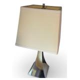 Pair of Modern Chrome 24" Table Lamps with Square Shades