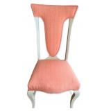 Set of 6 Delicate Dining Chairs with Coral Pink Upholstery
