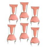 Set of 6 Delicate Dining Chairs with Coral Pink Upholstery