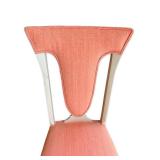 Set of 6 Delicate Dining Chairs with Coral Pink Upholstery