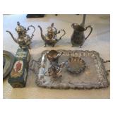 Lot of Silver-Plated & Silver-Tone Serving Ware, Vintage Tin, and More – Collectible & Decorative
