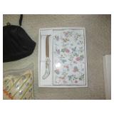 Vintage Handmade “Annie” Pillow, Clutch Purse & Decorated Cheese Platter with Knife