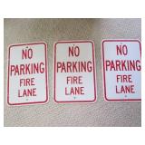 Metal No Parking – Fire Lane Sign (12"x18") - Lot of 3
