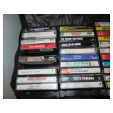 Assorted Cassette Tapes and Cassette Storage