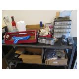 Shelf Contents - Brooms head, Nails, toolbox and more