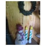 Pair of lighted candle and 3ft Snow...