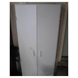 White 2-door pantry style cabinet a...