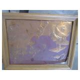 Vintage Framed Asian Scene Copper Plaque Wall Art