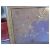 Vintage Framed Asian Scene Copper Plaque Wall Art