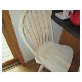 Pair of Solid Wood Whitewash Swiveling Bar Stools