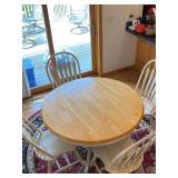 48in Solid Wood Farmhouse Kitchen Table with 4 Chairs and Expansion Leaf