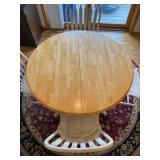 48in Solid Wood Farmhouse Kitchen Table with 4 Chairs and Expansion Leaf