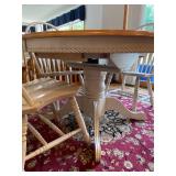 48in Solid Wood Farmhouse Kitchen Table with 4 Chairs and Expansion Leaf