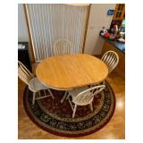 48in Solid Wood Farmhouse Kitchen Table with 4 Chairs and Expansion Leaf