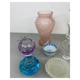 Assorted Home Decor Lot with Decorative Platter and Candle Sticks