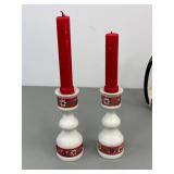 Ukrainian Decor Lot: Vase, Candlesticks, Napkin Rings, Dish