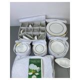 Fukagawa Bone China Dinner Set - 8 Place Settings w/ Storage Cases