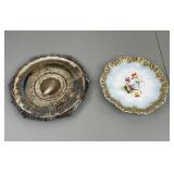 Pair of Antique Serving Plates - Old English Reproduction and Floral Porcelain